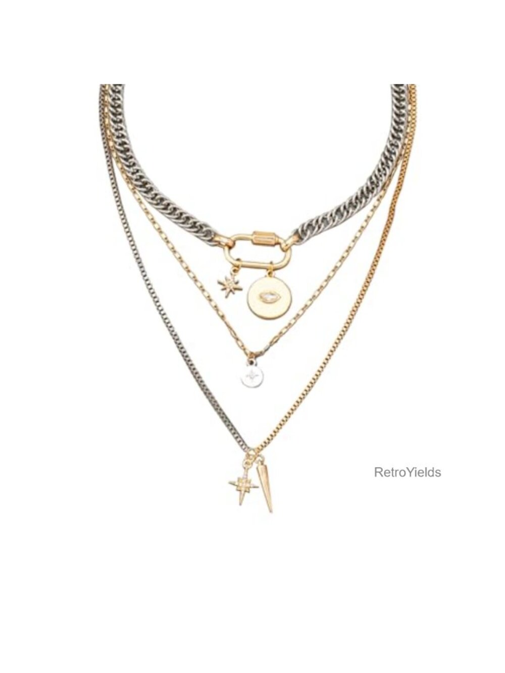 3 Pc Layered Necklace Set Stackable Mixed Metal Women Jewelry